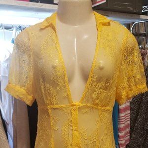 Urban Outfitters Sheer Tulle Yellow Mini Dress NWT Size XS